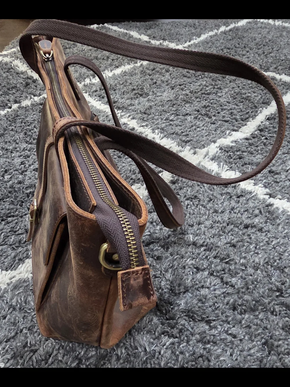 S-ZONE Women Vintage Genuine Leather Tote Bag Large Shoulder Purse Work Handbag